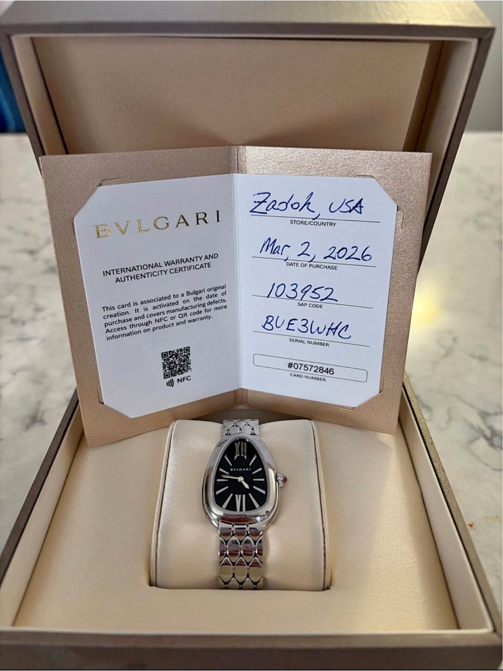 Bulgari Silver Stainless Steel Serpenti-Style Bracelet Watch